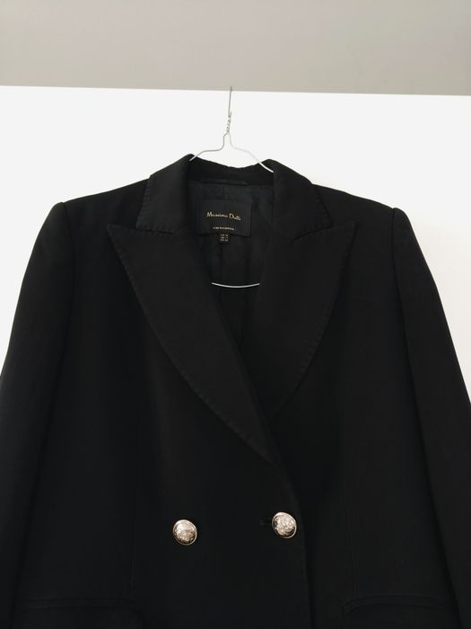 Marynarka Massimo dutti 34 XS czarna dwurzędowa wiskozowa złote guziki