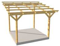 Drewniane zadaszenie tarasu, pergola, taras, zabudowa, poliwęglan