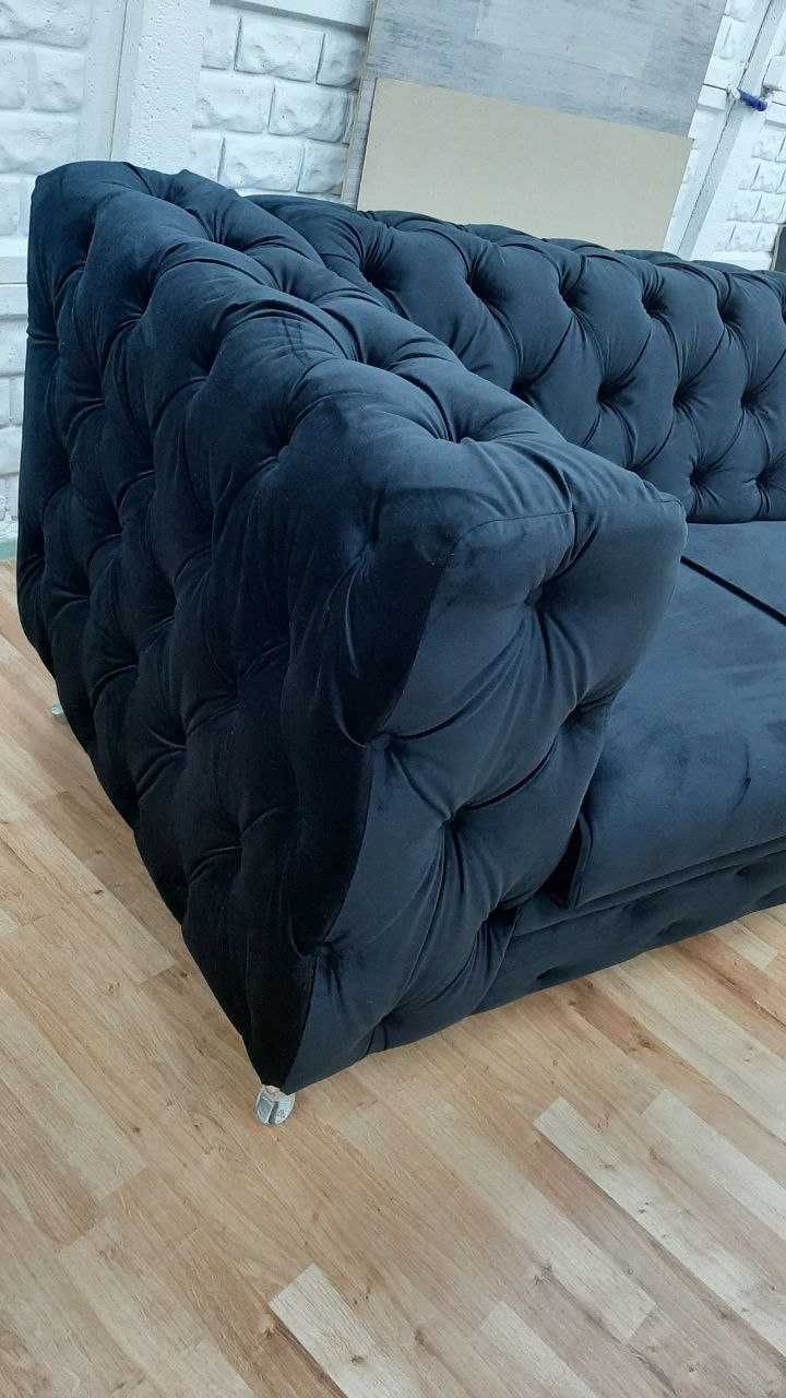 Sofa chesterfield 220 z f spania głęboki pik glamour