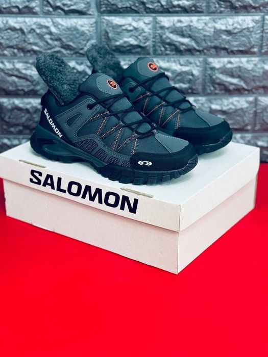 Мужские кроссовки Salomon Серые зимние термо кроссовки Саломон