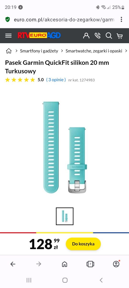 Oryginalny pasek garmin 20 mm, quick release