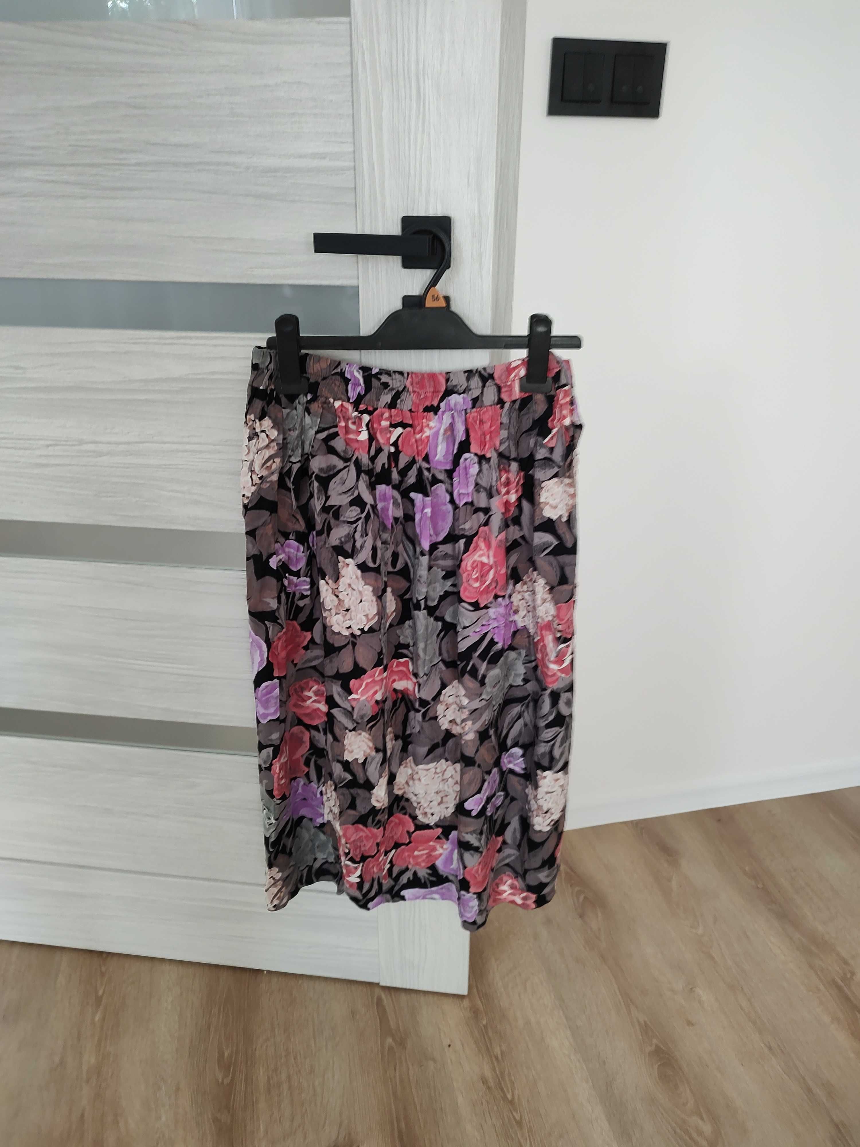 Spódnica letnia w kwiaty kolorowe na gumce 14 bhs m l xl