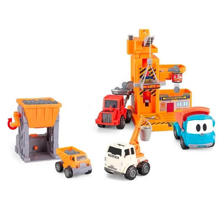 Ігровий набір Гараж Вантажівочка Льова та 7 машинок інерція , мех ліфт