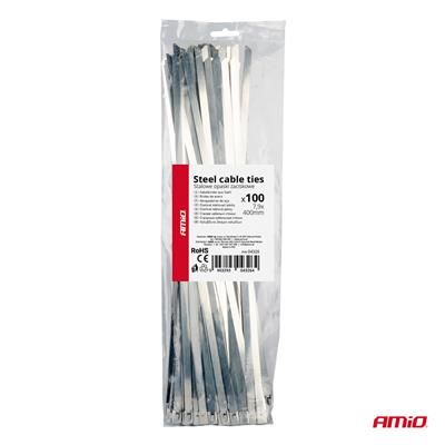 Opaski zaciskowe metalowe nierdz 7.9x400mm 100 szt