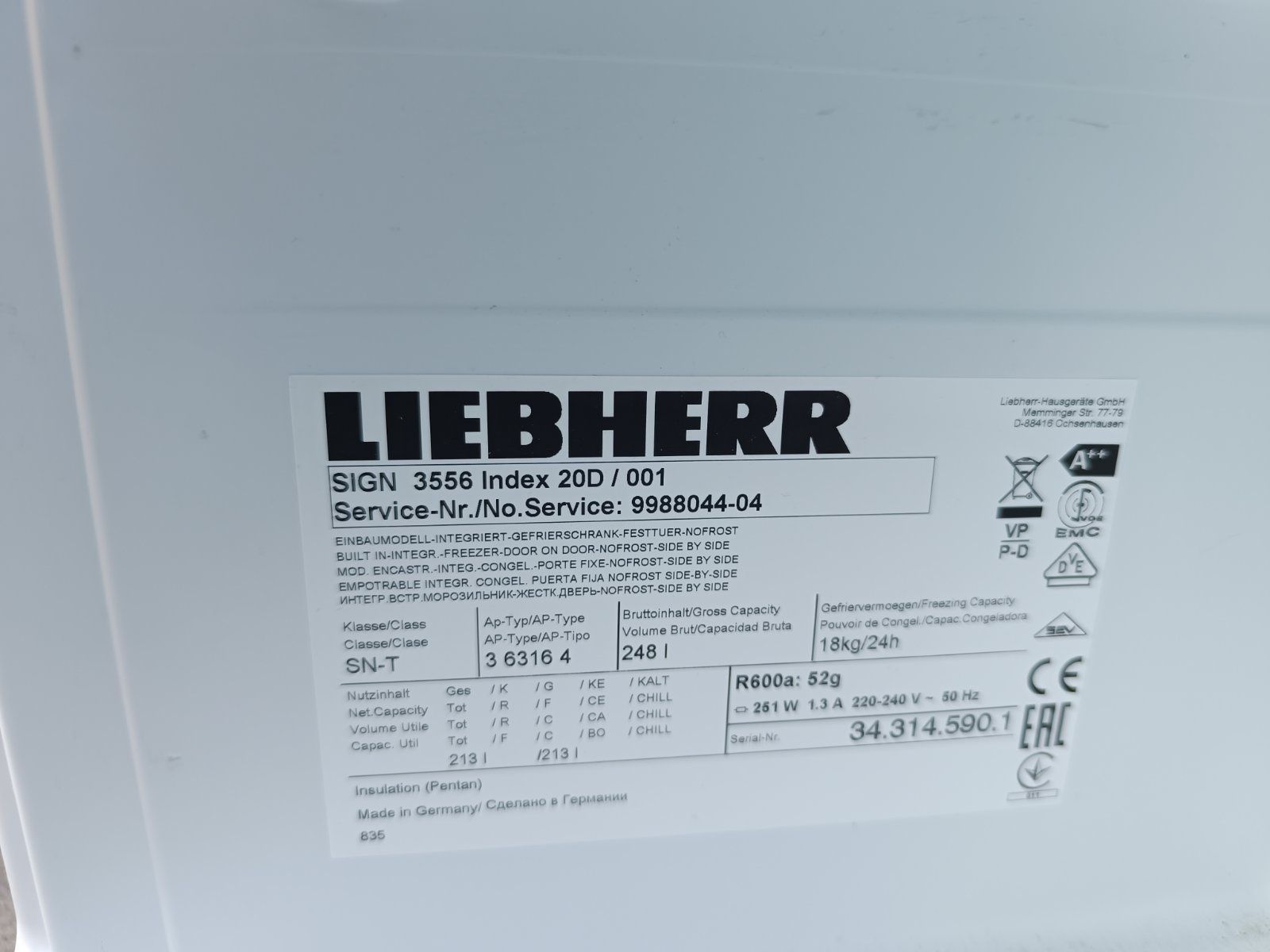 Вбудована морозильна камера Liebherr SIGN 3556