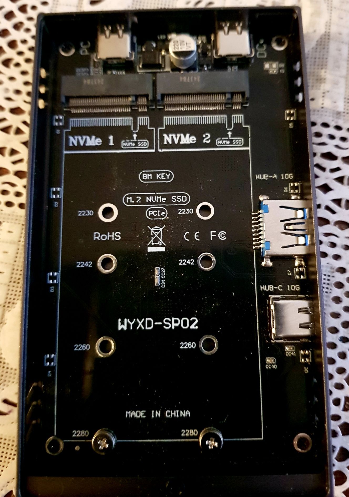 Dock 2x MVME Host SSD M.2 M Key USB-C