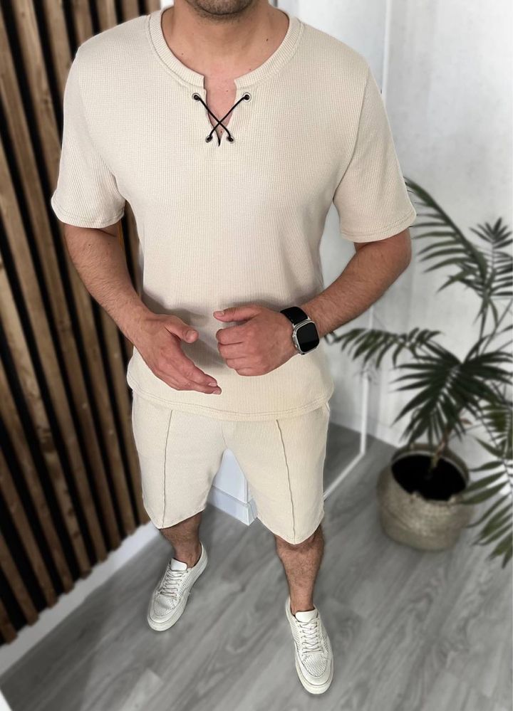 Стильный мужской костюм футболка+шорты трикотаж