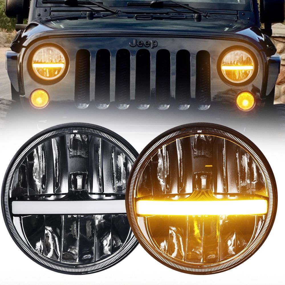 Lampy reflektory LED przód 7 cali Jeep Wrangler JK JL TJ