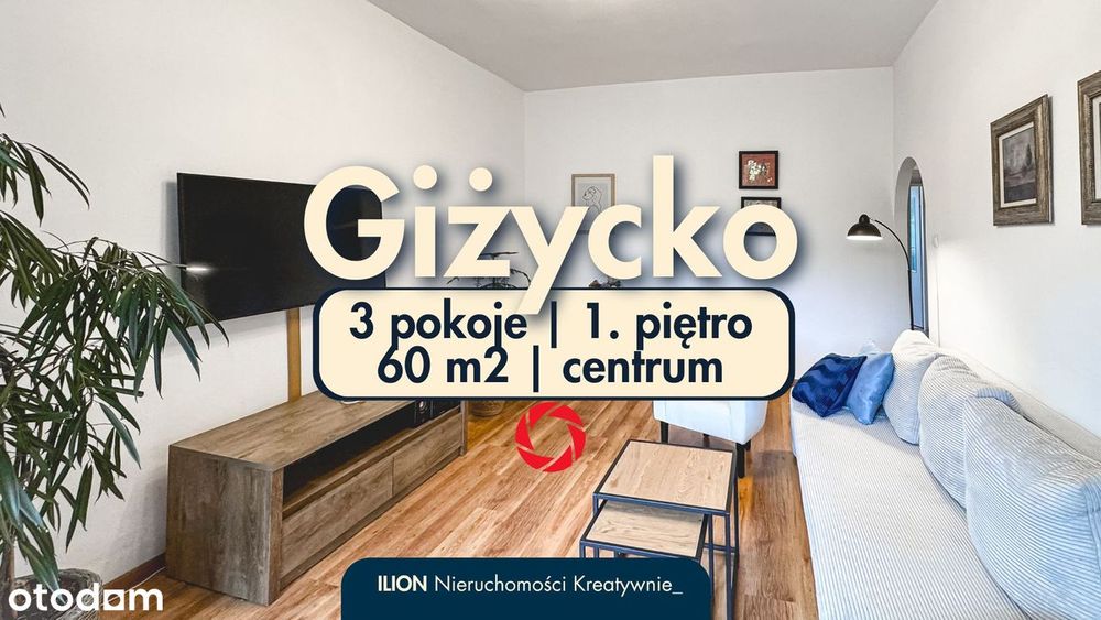 Giżycko | 3 pokoje, 1 piętro, świetna lokalizacja