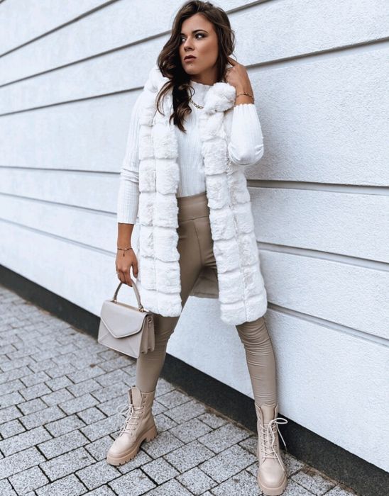 Futrzana kamizelka z kapturem