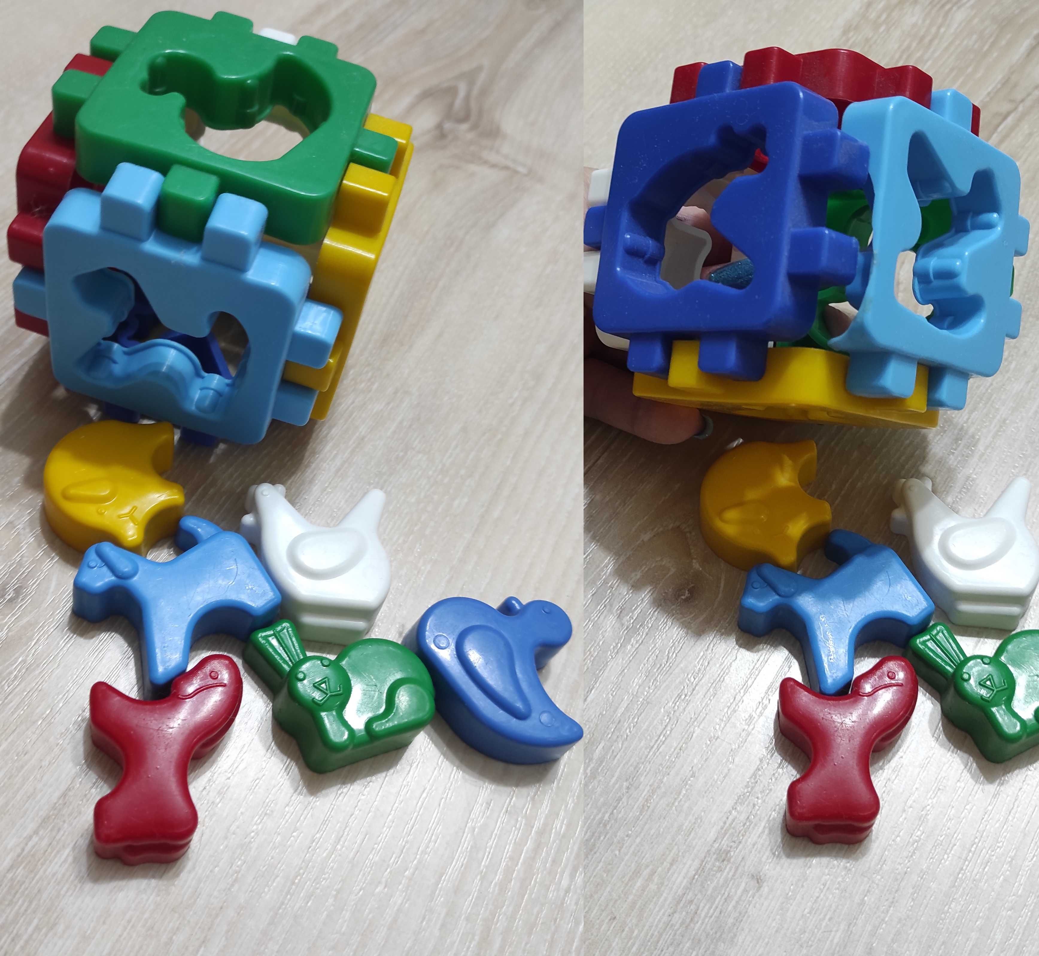 Комплект, набор разборных кубиков-сортеров, сортер-кубик с вкладышами