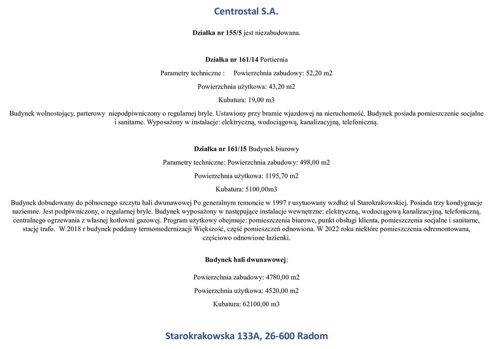 Atrakcyjna nieruchomość z dwiema halami, biurowcem oraz portiernią