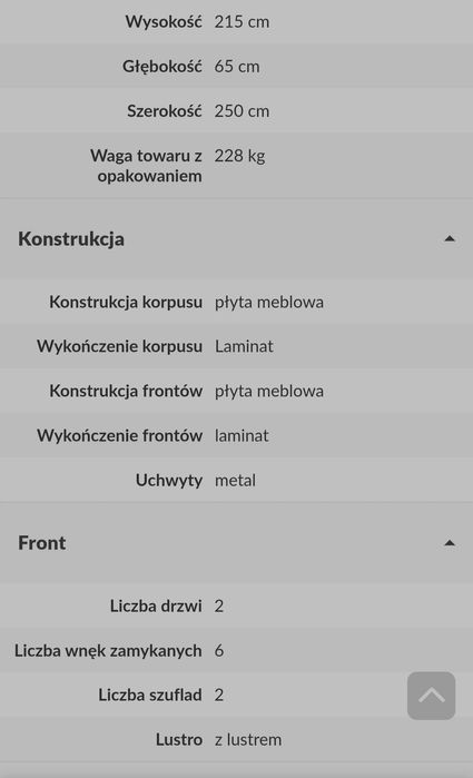 Szafa ubraniowa z lustrem