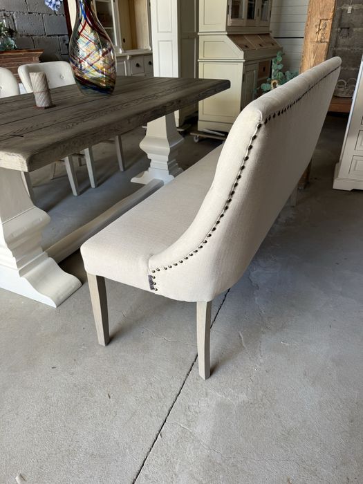 REWELA PIKOWANA sofka ława glamour chesterfield biała kremowa