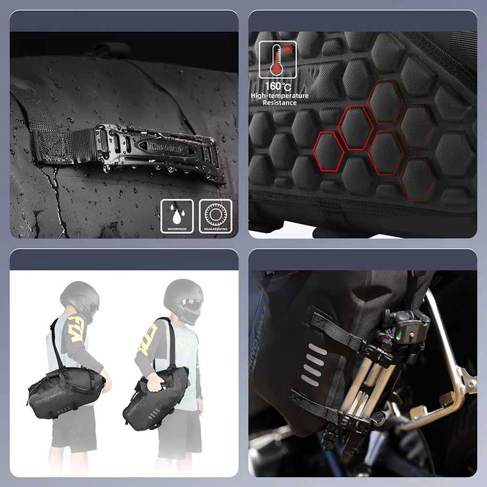 Sacos laterais para moto 18L/28L/48L - Impermeáveis sistema de fixação