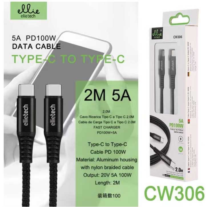 Cabo Type-C Para Type-C PD100W 5A 2m