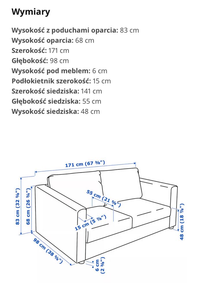 Sofa 2 osobowa + podnóżek IKEA