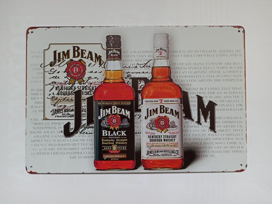 Nowy metalowy szyld Jim Beam Whysky club rum bar old skul