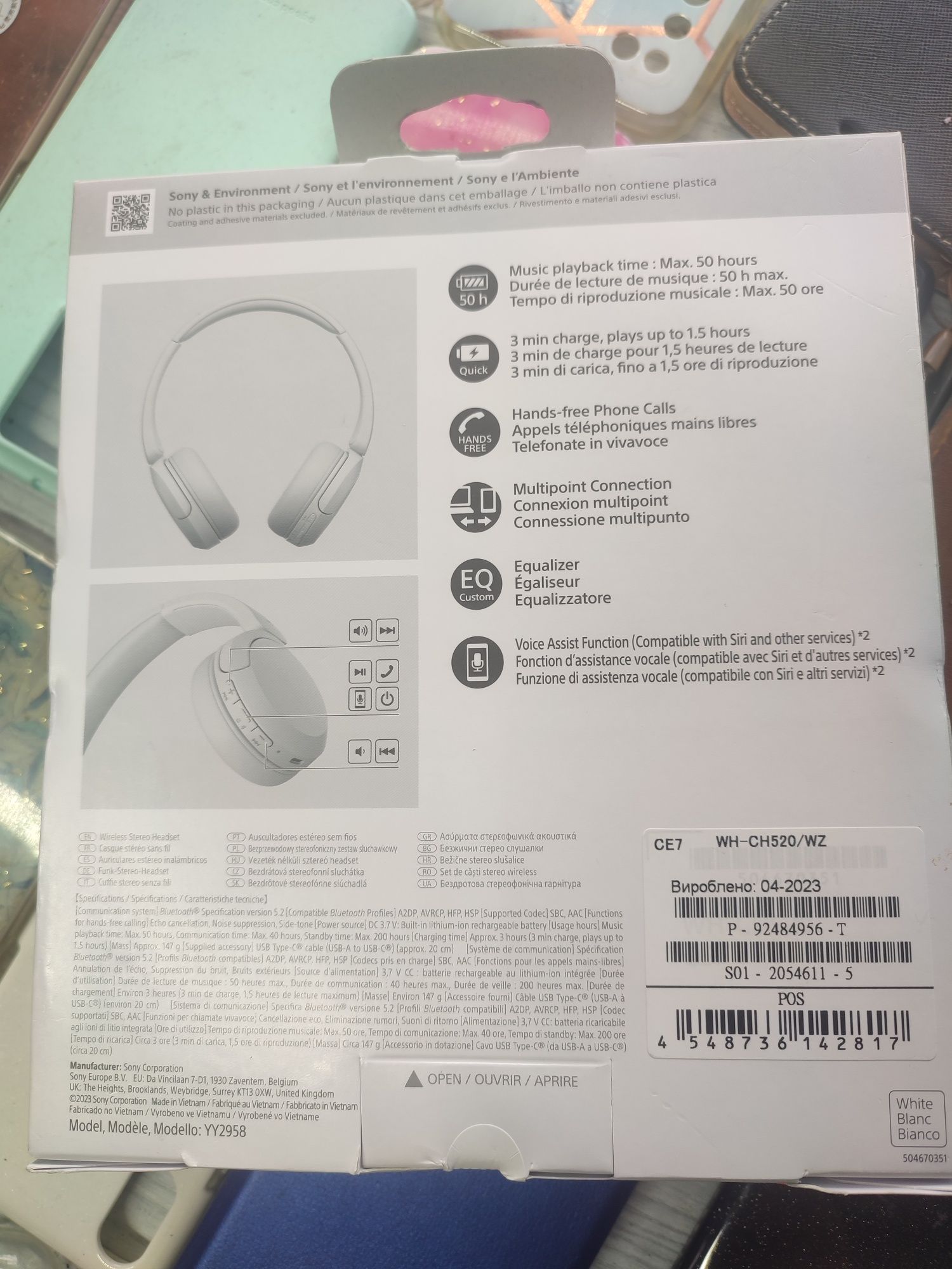 Słuchawki Sony WH-CH520 nowe bluetooth