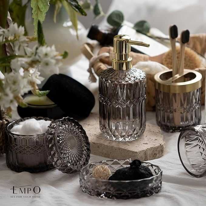 Luksusowy zestaw łazienkowy EMPO 5-częściowy, szkło hartowane