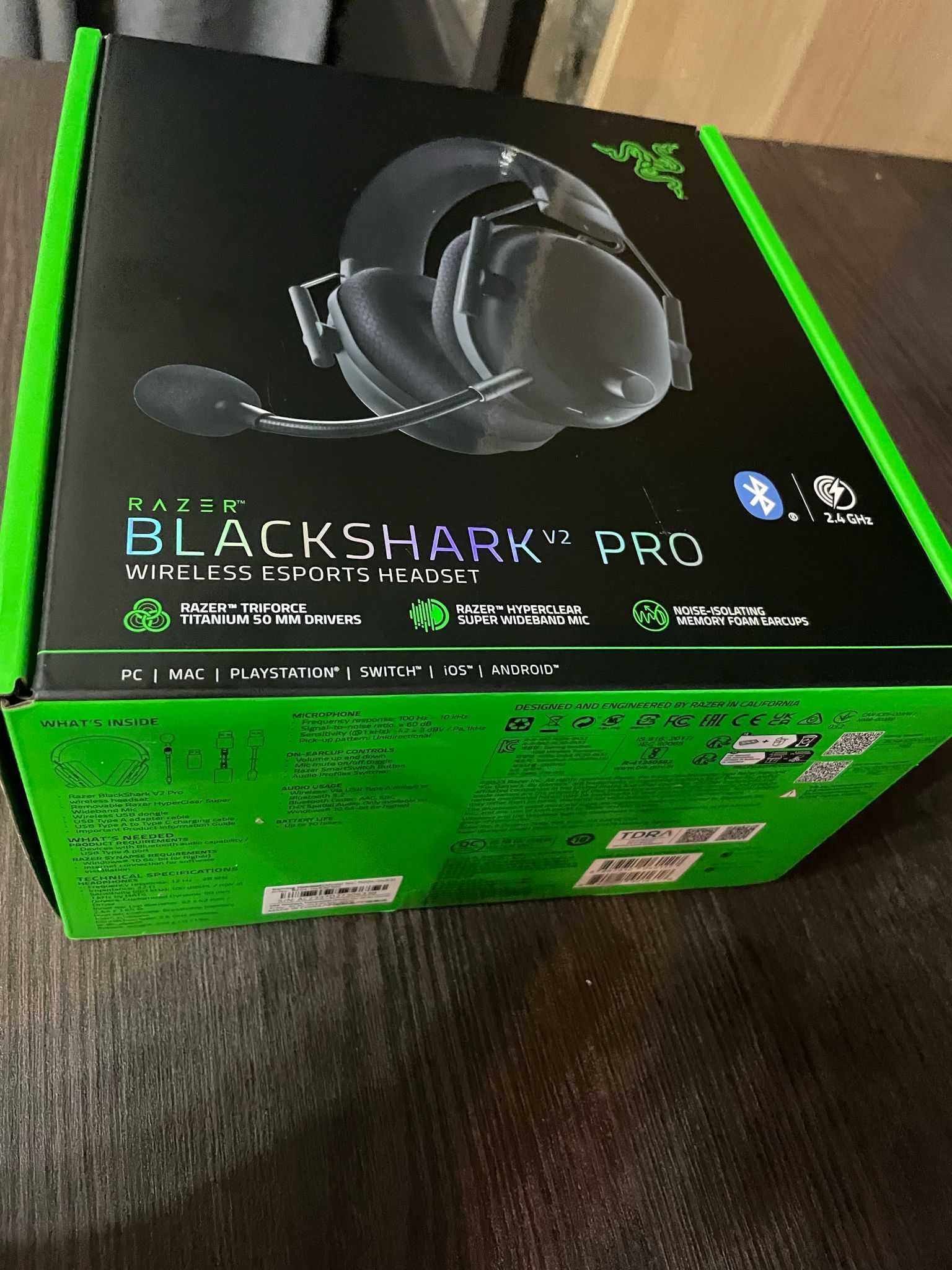 NOWE- NIEOTWIERANE Słuchawki RAZER BlackShark V2 Pro 2023 Czarny