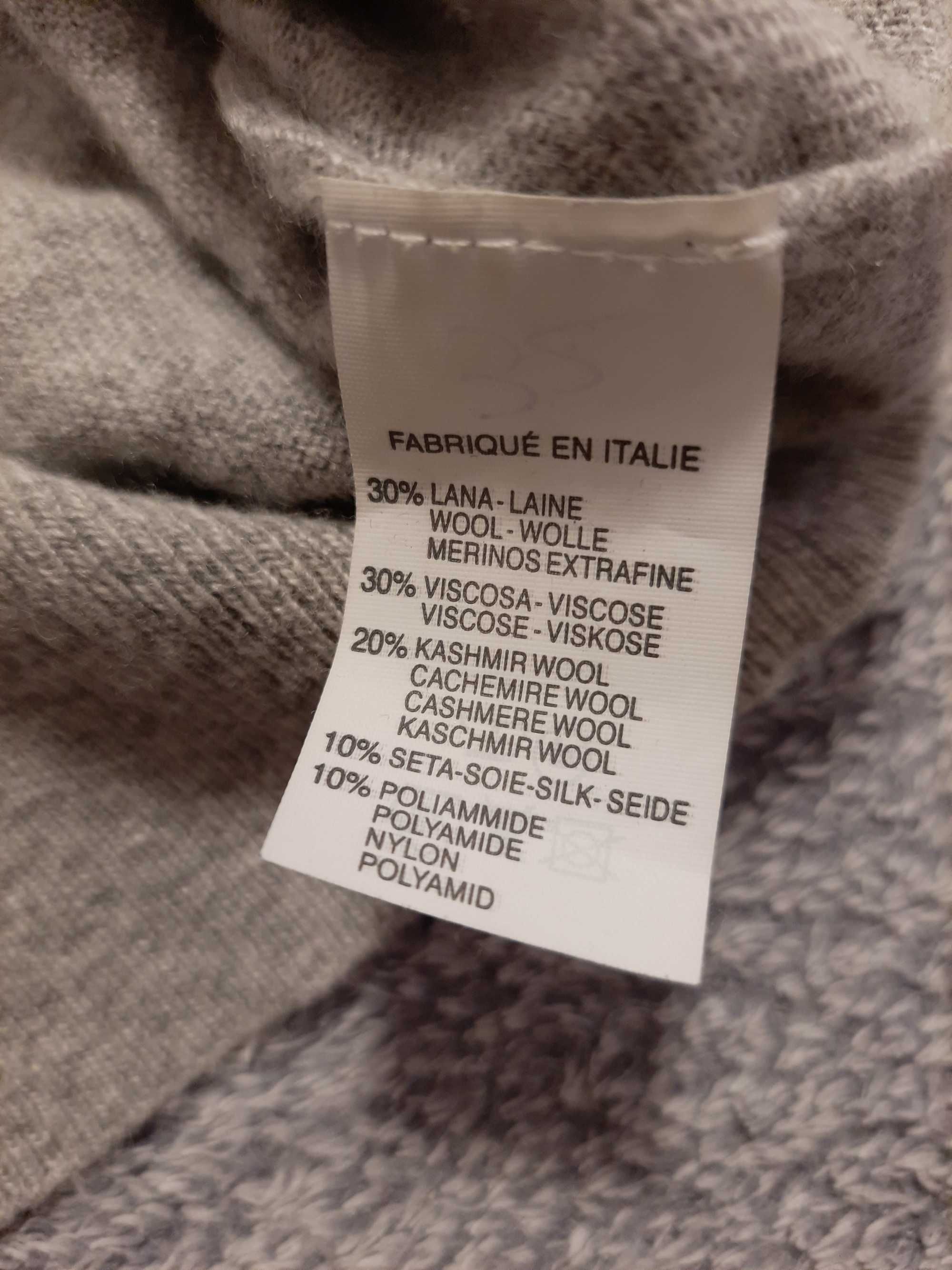 Sweter wełniany kaszmir jedwab rozm M/L Cashmere