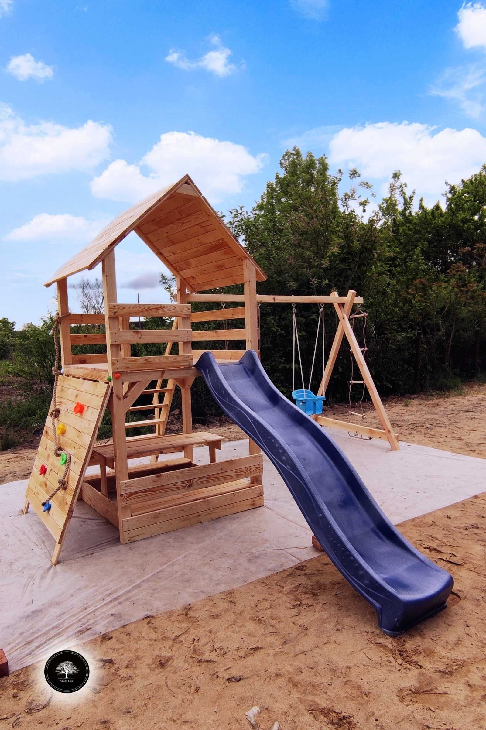 Drewniany plac zabaw, kompletny, domek dziecięcy, montaż GRATIS