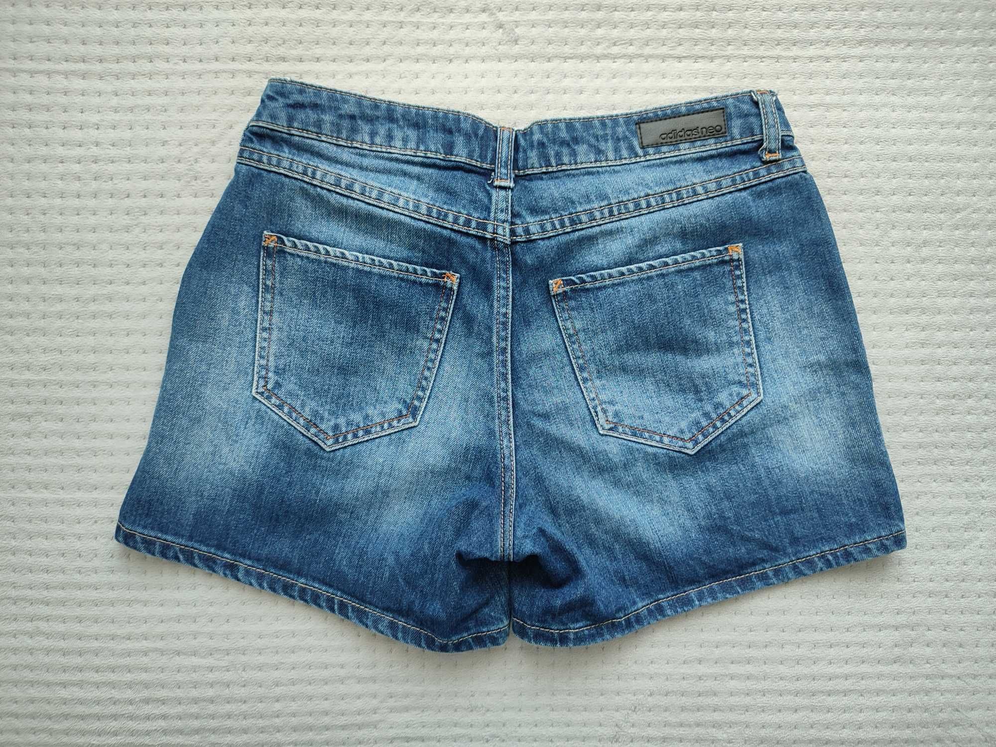 Spodenki szorty krótkie Adidas Neo, rozmiar 34 XS, dżinsowe, jeans.