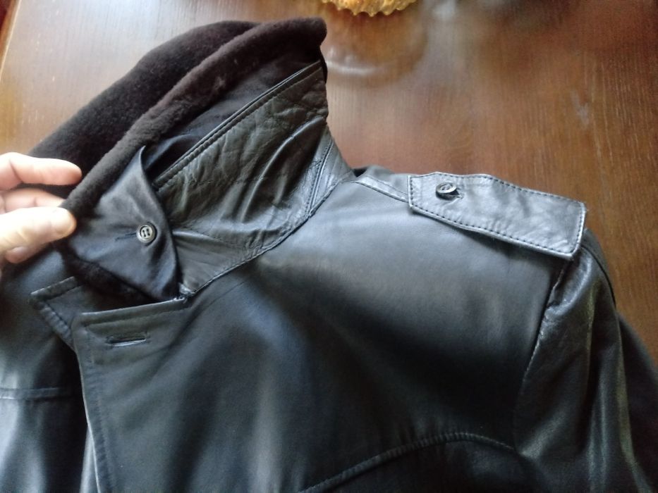 NOWY płaszcz skórzany milicyjny MO  drogówki podpinka  KOŻUCH z owcy