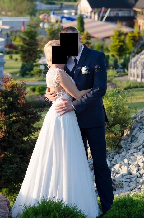 Suknia ślubna - muślin, rozmiar 36, kolor śmietankowy/ivory