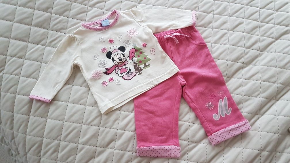 Dres dresik bluzeczka spodenki myszka Minnie Disney r. 68 stan bdb