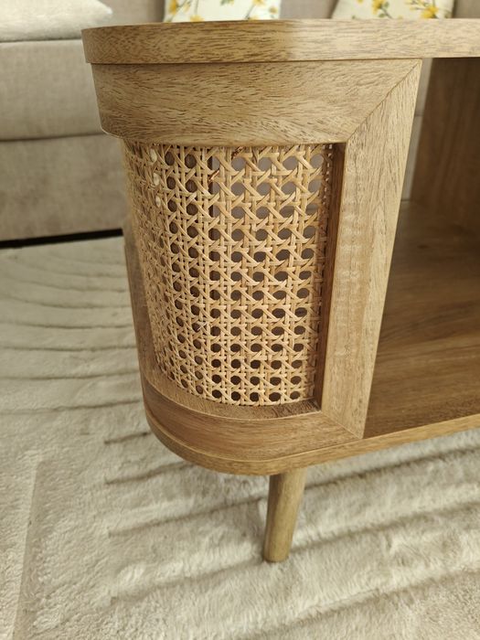 Stolik kawowy ława z półkami fabla Agata meble boho rattan półka