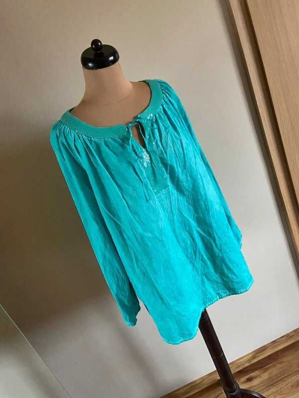 Xxxl c&a morska turkus koszula oversize +size 48 50 wiosna mięta