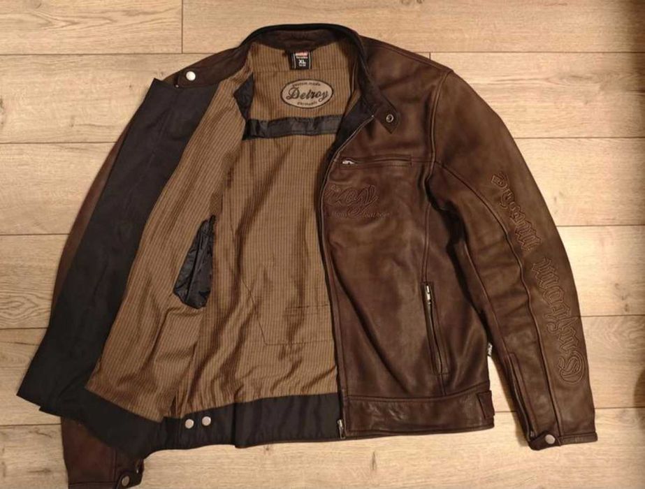 delroy р. xl коричнева шкіряна нубук куртка байкерська чоловіча мото