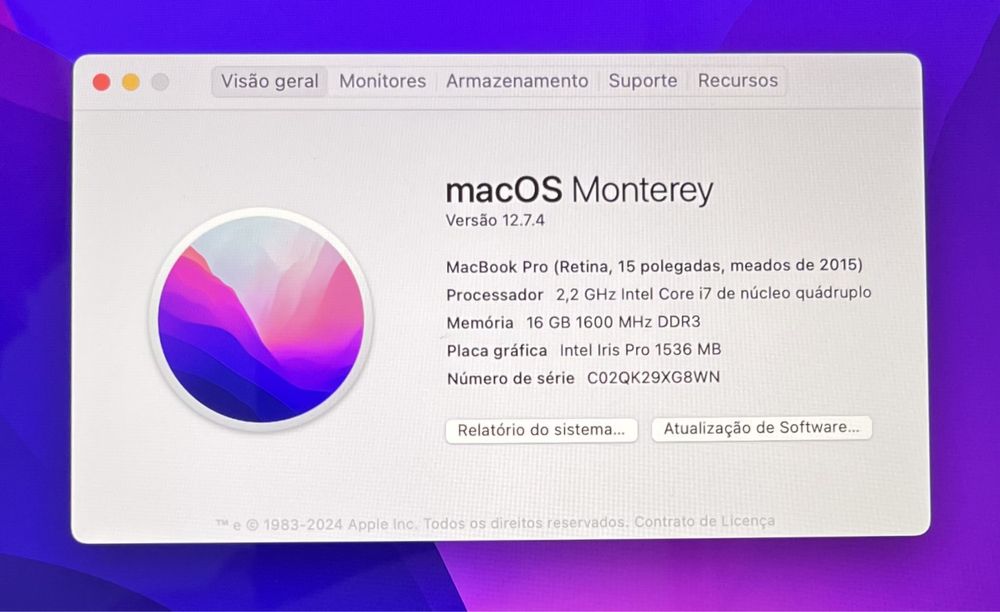 Macbook Pro 15’ 2015 | 512Gb Com Progamas