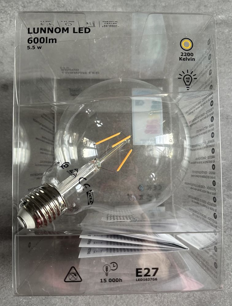 Żarówka LED Ikea LUNNOM 203.545.66 E27 600 lm 125 mm