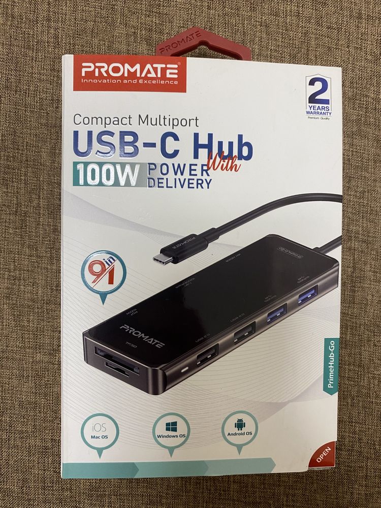 USB-C хаб, док станція Promate Primehub-pro HDMI, RJ45