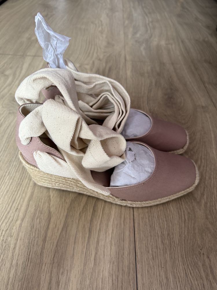 Zara nowe sandały na koturnie wiązane rozmiar 38 h&m kazar mohit