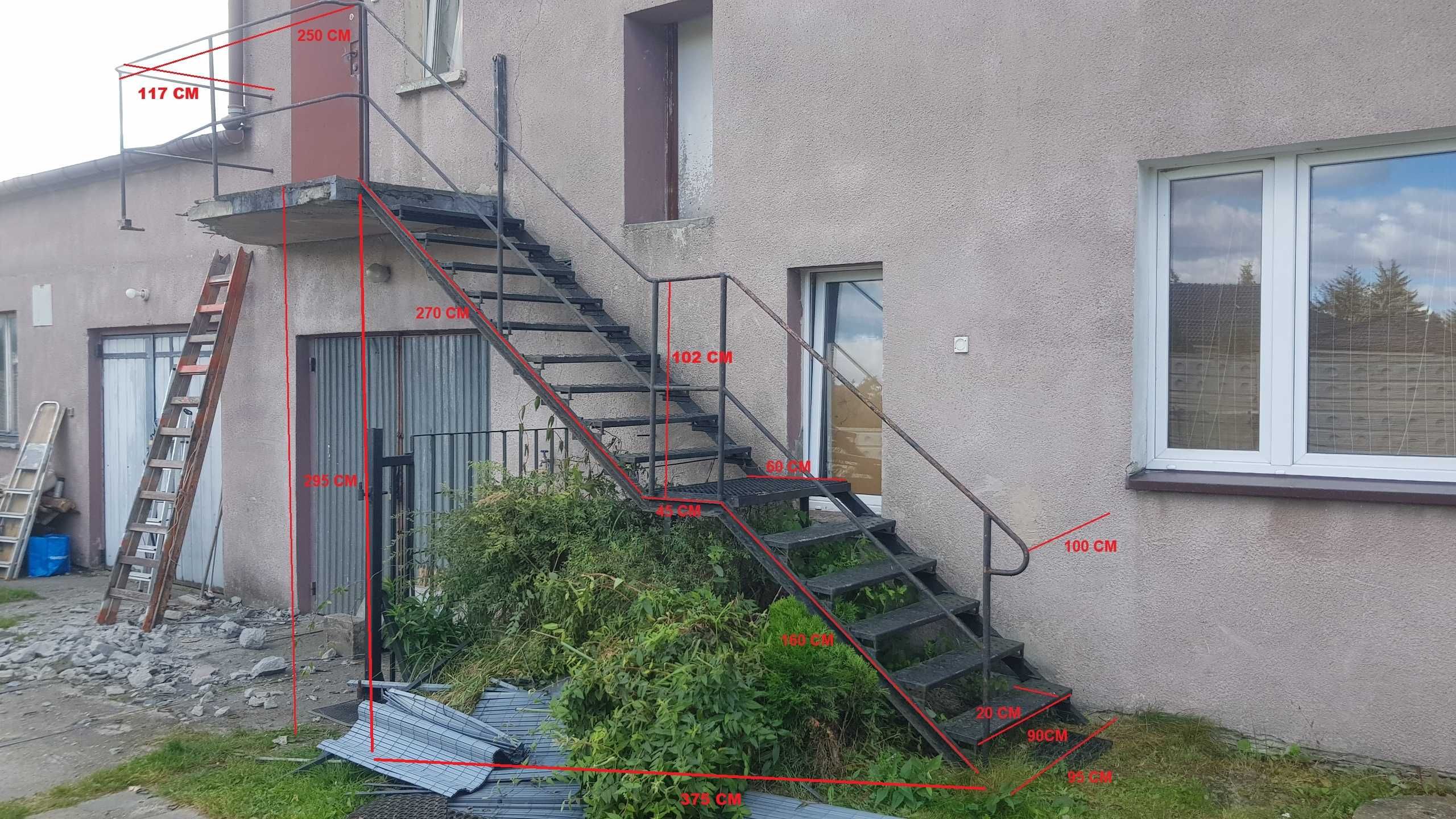Schody metalowe stalowe solidne z poręczą