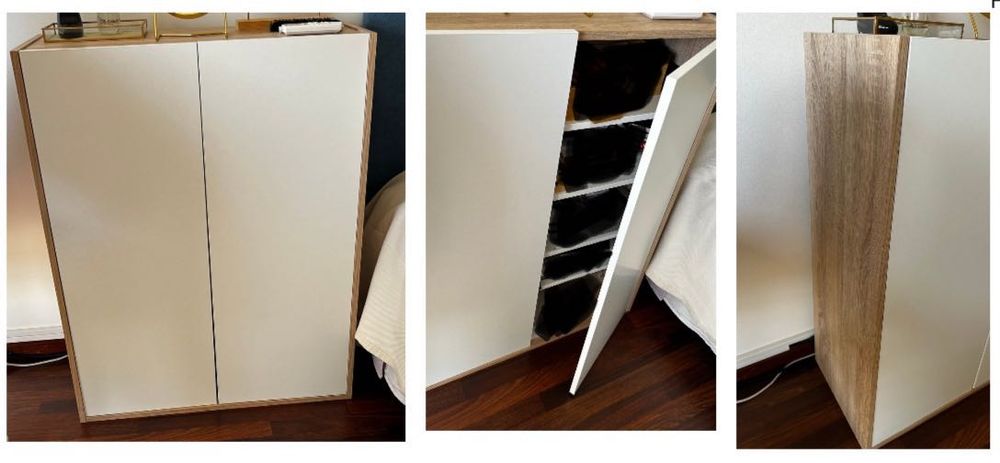 Móvel lacado branco e madeira carvalho