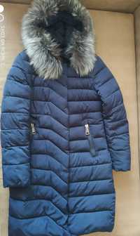 Женское  зимнее пальто мех чернобурки