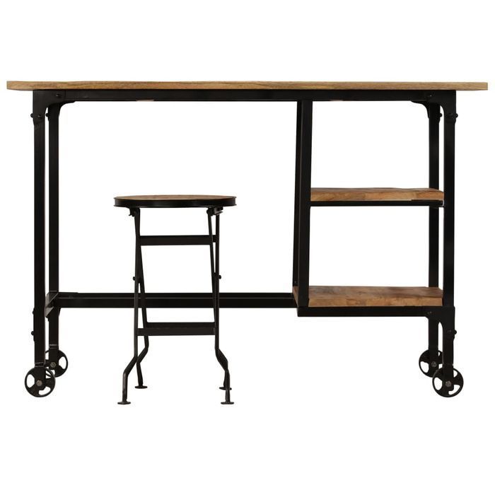 Vidaxl Biurko Ze Składanym Taboretem, Lite Drewno Mango, 115X50X76 Cm
