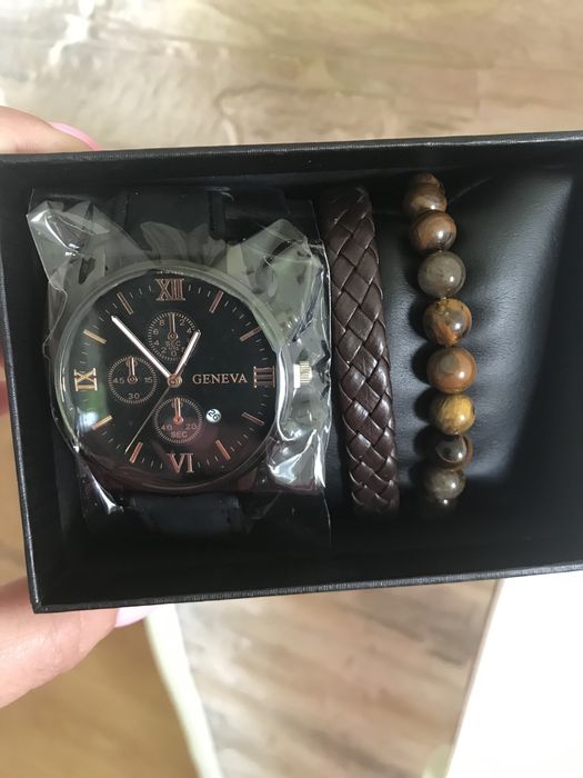 Zestaw zegarek bransoletki męski