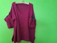 Sweter fuksja, moher, wełna Made in Italy