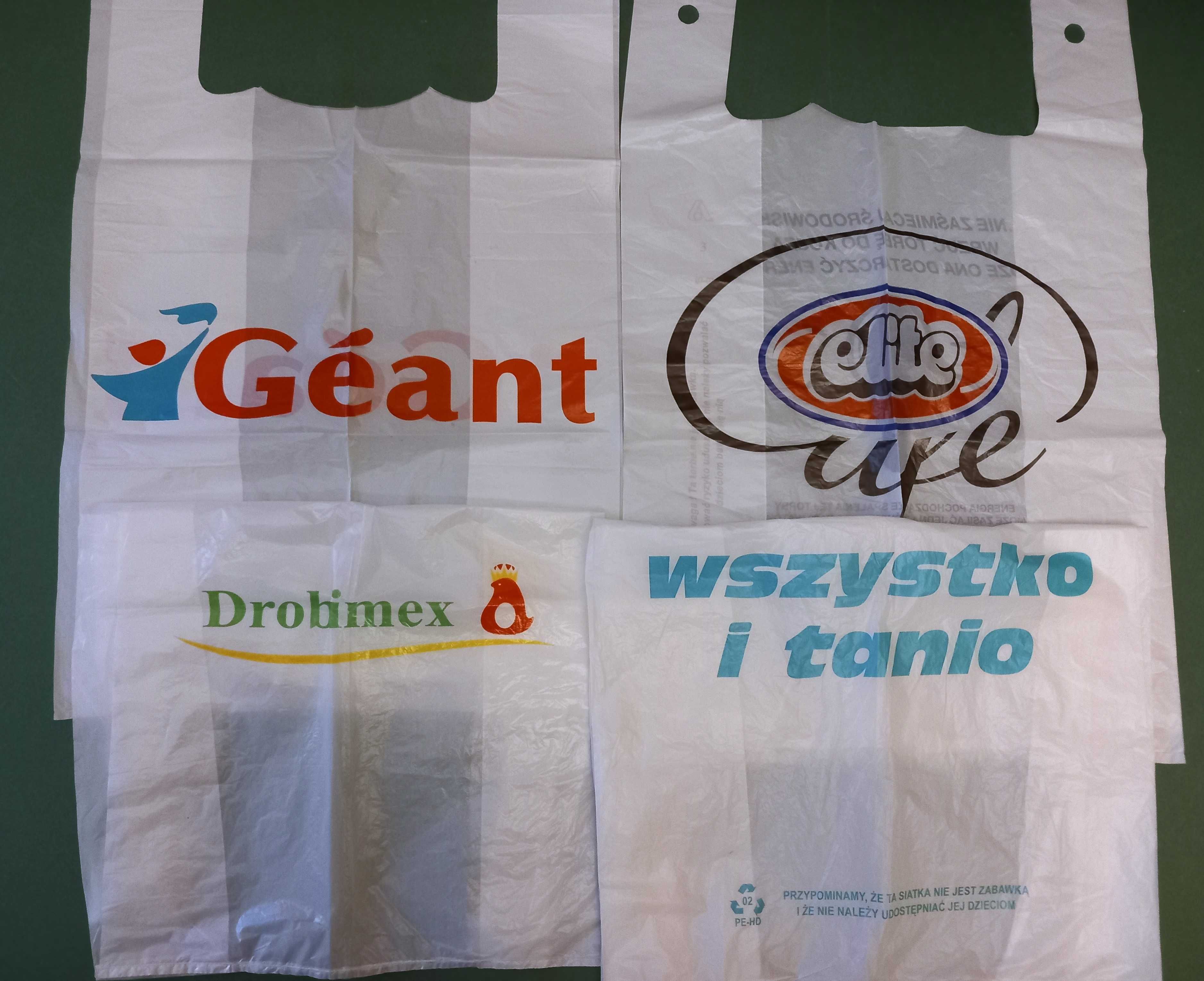 Stare reklamówki Geant, Drobimex, Carrefour /ze Szczecina /-4 szt.