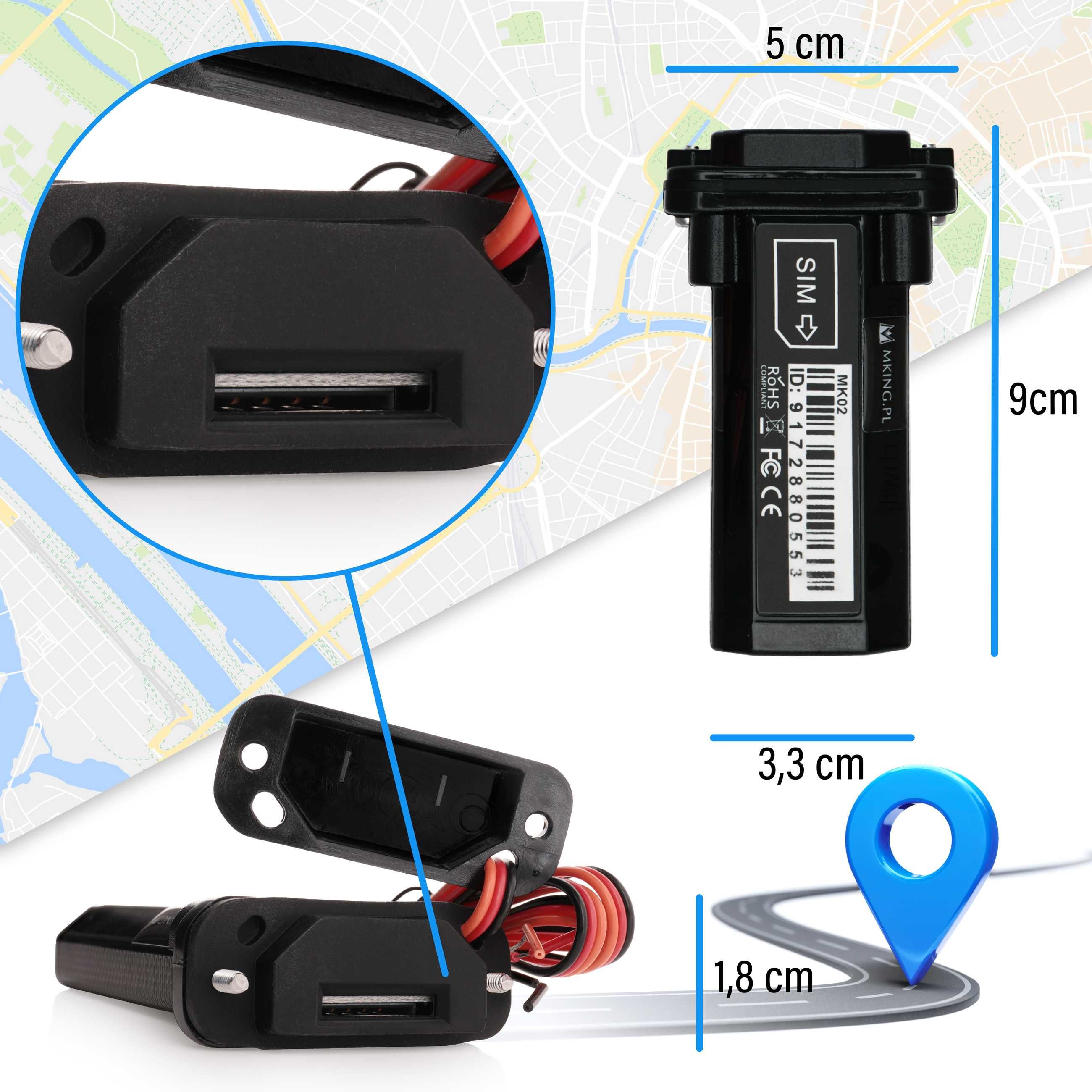 Lokalizator GPS BATERIA samochodu motocykla łodzi pojazdu ALARM MK02