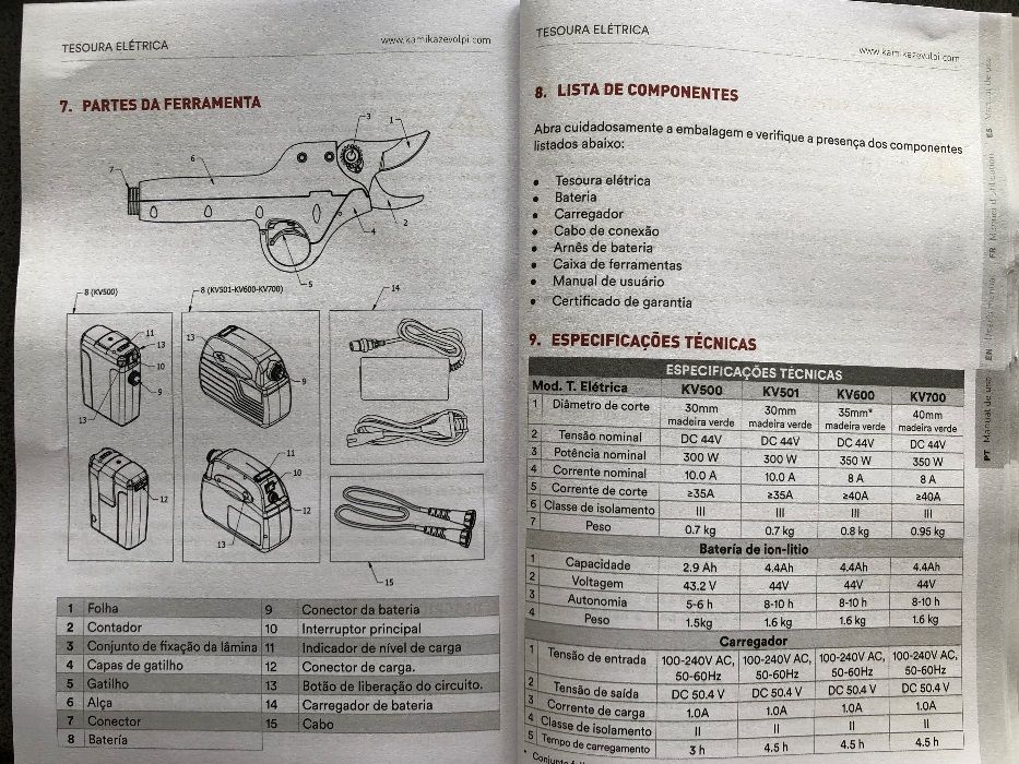 Tesoura poda Electrica Kamikaze Volpi KV 700 - Fruta -