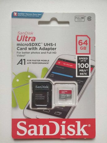 SanDisk MicroSD + Adapter Ultra 64 Gb 100 Mb/s