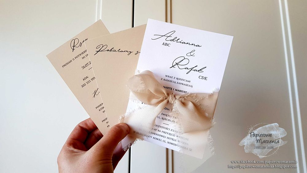 Zaproszenie ślubne z serii JEDNOKARTKOWE model 3