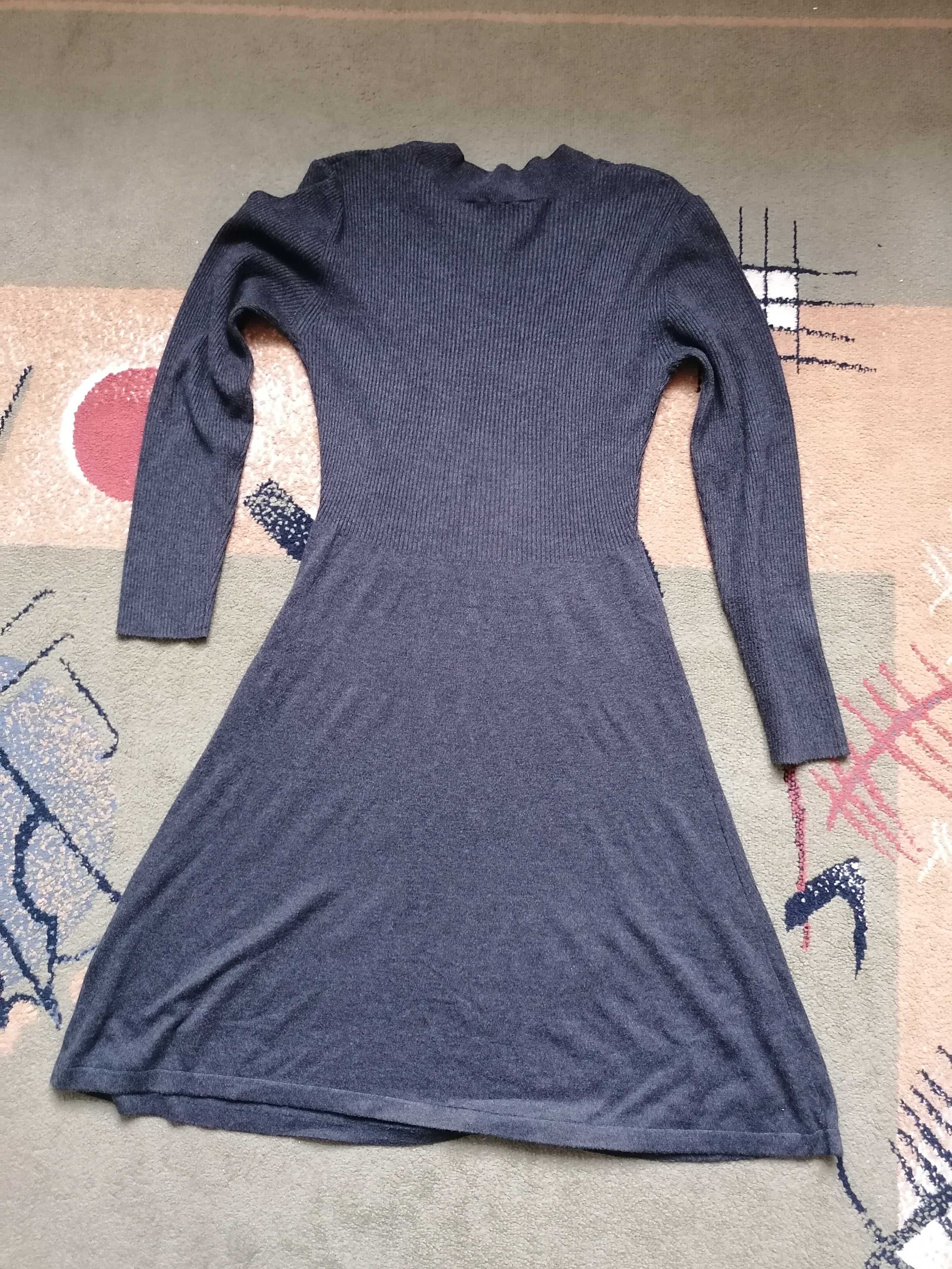 Szara sweterkowa sukienka C&A rozmiar M